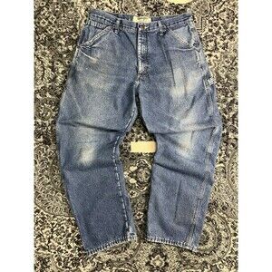 Wrangler Fleece Lined Jeans Mens 34X32 Medium Wash Blue Denim Carpenter Workwear